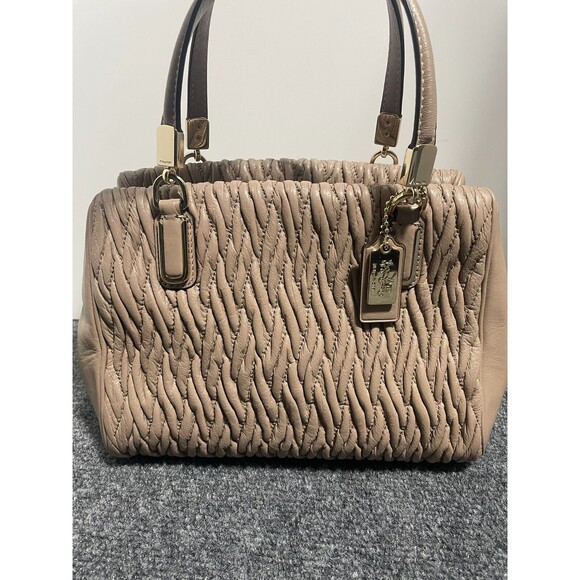 Coach Madison Gathered Twist Handbag/ Satchel Brown 2way Tote Bag - Picture 1 of 16